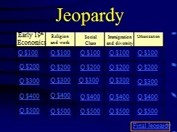 Jeopardy Early 19 th   Economics