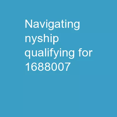 Navigating NYSHIP  Qualifying for