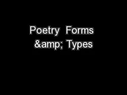 Poetry  Forms & Types