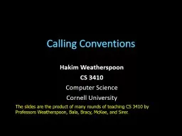 Calling Conventions Hakim Weatherspoon