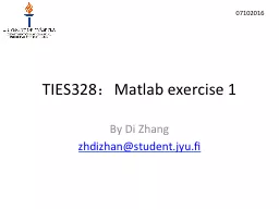 TIES328 ： Matlab exercise 1
