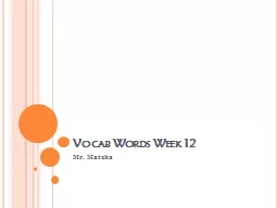 Vocab Words  Week  12 Mr