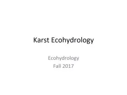Karst Ecohydrology Ecohydrology