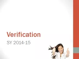 Verification SY 2014-15 Objectives