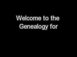 Welcome to the Genealogy for