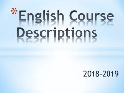 2018-2019 English Course Descriptions