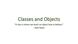 Classes and Objects 