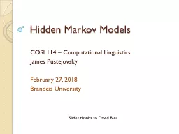 Hidden Markov Models COSI 114 – Computational Linguistics