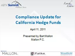 Compliance Update for  California Hedge Funds