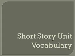 Short Story Unit Vocabulary