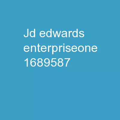 JD Edwards  EnterpriseOne