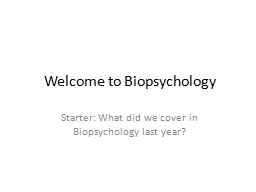Welcome to Biopsychology