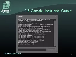 1.3 Console Input And Output