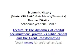    Economic History (Master PPD & APE, Paris School of Economics)
