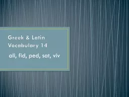 Greek & Latin  Vocabulary 14
