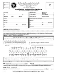 Application for Dentition Database Adult teeth must be