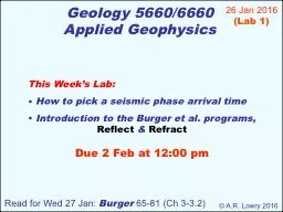 Geology 5660/6660 Applied Geophysics