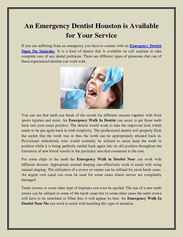 An Emergency Dentist Houston is Available for Your Service