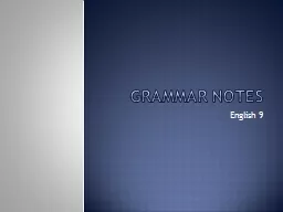 Grammar Notes English 9 Nouns