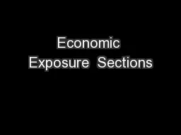 Economic Exposure  Sections