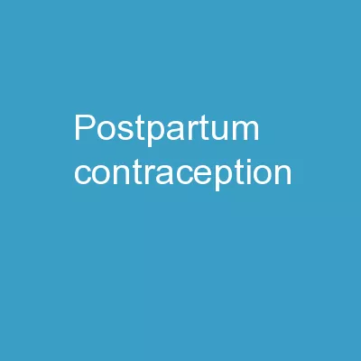 Postpartum  Contraception