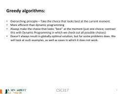 CSC317 1 Greedy algorithms: