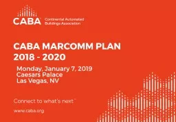 CABA MARCOMM PLAN  2018 - 2020