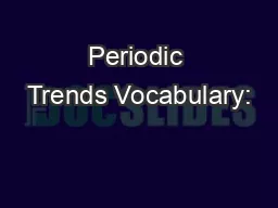 Periodic Trends Vocabulary: