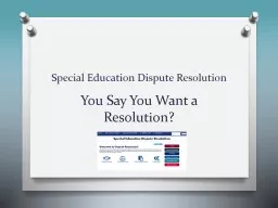 Special Education Dispute Resolution