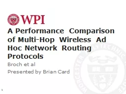 A Performance Comparison of Multi-Hop Wireless Ad Hoc Network Routing Protocols
