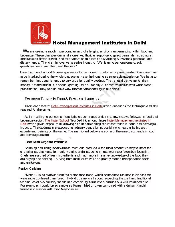 Hotel Management Institutes in Delhi