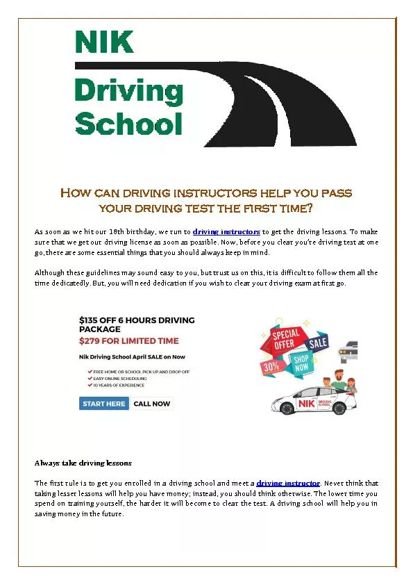Driving Instructors | Driving Schools - Nik driving school