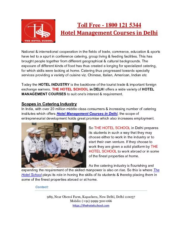 Hotel management course in Delhi