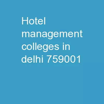 Hotel Management Colleges In Delhi