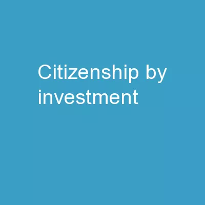 Citizenship by Investment