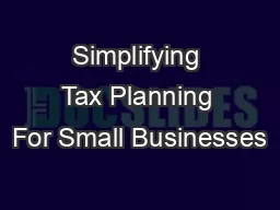 Simplifying Tax Planning For Small Businesses