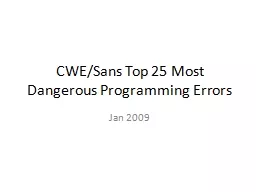 CWE/Sans Top 25 Most Dangerous Programming Errors