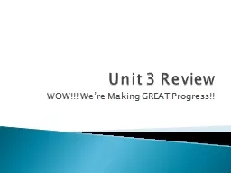 Unit 3 Review WOW!!! We’re Making GREAT Progress!!