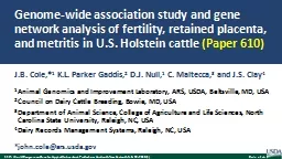 Genome-wide association study and gene network analysis of fertility, retained placenta,