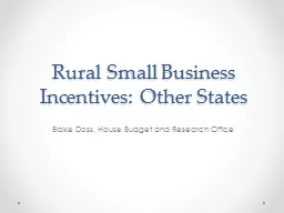 Rural Small Business  Incentives: Other States