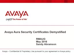 Avaya  Aura Security  Certificates Demystified