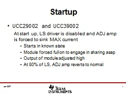 Jan 2007 1 Startup UCC29002 and UCC39002