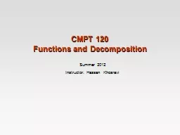 CMPT  120  Functions and Decomposition