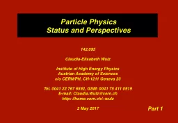 Particle Physics  Status and Perspectives