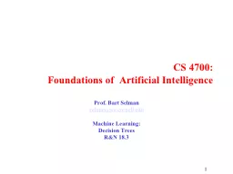 CS 4700: Foundations of  Artificial Intelligence