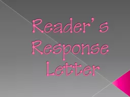 Reader’s Response   Letter