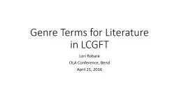 Genre Terms for Literature