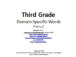 Third Grade   Domain Specific Words