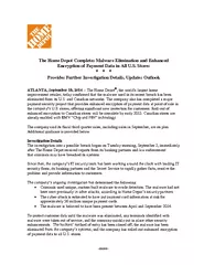 The Home Depot Completes Malware Elimination and Enhan
