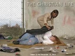 THE  CHRISTIAN  LIFE Lesson 11 for December 15, 2012